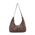 Schicke kaffeebraune Hobo-Schultertasche aus Wildleder mit großem Fassungsvermögen - Braun