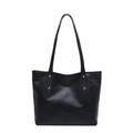 Modische schwarze Tote-Bag aus Leder mit Krokodilmuster und goldenen Nietendetails - Schwarz