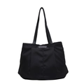 Sac fourre-tout noir minimaliste avec étiquette en cuir et design plissé élégant - Noir