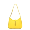 Fashionable bright yellow hobo underarm bag with gold chain and metal lock buckle - Yellow