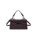 Dark brown faux crocodile texture handbag with adjustable strap and matte buckle - Brown