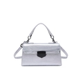 Silver crocodile pattern handbag with rectangular frame and black hardware buckle - Silver