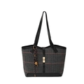 Retro houndstooth tote bag with leather straps and gold clasp for women - Single Bag / Black