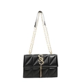 Fashionable black quilted shoulder bag with golden chain strap and tassel detail - Black