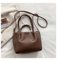 Borsa tote minimalista marrone scuro in similpelle con tracolla regolabile - Marrone