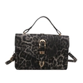 Chic leopard print crossbody bag with gold horseshoe buckle and adjustable strap - Black