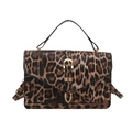 Retro leopard print crossbody bag with golden metal buckle and adjustable shoulder strap - Brown