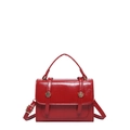 Borsa a tracolla rossa lucida con motivo a rilievo e chiusura in metallo dorato - Rosso