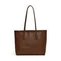 Grande borsa tote marrone minimalista in ecopelle opaca per ufficio e uso quotidiano - Marrone