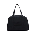 Minimalist black nylon travel tote bag with large capacity and front zipper pocket - Black