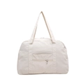 Off-white nylon tote bag with large capacity and zippered pocket in minimalist style - White