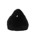 Minimalist black faux fur handbag with a teardrop shape and plush textured finish - Black