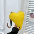 Minimalist heart-shaped crossbody bag in yellow lychee leather with LOVE handle strap - Yellow