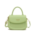 Borsa a sella verde menta minimalista con logo dorato e tracolla regolabile - Verde