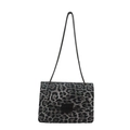 Piccola borsa quadrata con stampa leopardata, tracolla a catena e fibbia metallica - Nero