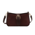 Vintage bordeauxrote Wildledertasche für Damen mit goldener Schnalle und Schulterriemen - Braun