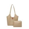 Set de bolso tote de cuero beige minimalista con estuche para el uso diario de oficina mujer - Bolso Tote + Bolsa Pequeña Conjunto de Dos Piezas / Caqui
