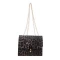Retro Umhängetasche mit Leopardenmuster, goldener Kette und Metallverschluss - Braun