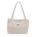 Minimalist off-white corduroy tote bag with dual straps and fashion instinct patch - Off White