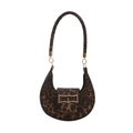 Fashionable leopard print crescent underarm bag with gold buckle and slim strap - Coffee Leopard