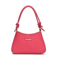 Rosafarbene Handtasche mit Webstruktur und elegantem goldenem Metallstab für Damen - Rosa