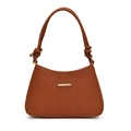 Braune Handtasche mit Webstruktur, goldenem Metallakzent und geknotetem Schultergurt - Braun