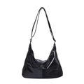 Grande borsa tote nera a mezzaluna inverno 2024 in ecopelle con texture miste - Nero