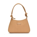 Chic khaki underarm bag featuring textured weave pattern and golden metal buckle logo - Khaki