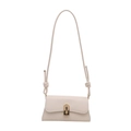 Retro cream faux leather shoulder bag with gold hardware buckle and knotted strap - White
