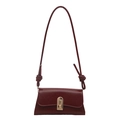 Deep red vintage minimalist baguette bag with gold buckle and knotted strap detail - Red