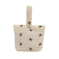 Borsa trapuntata bianco avorio con ricamo di fiocchi e bottone metallico - Bianco