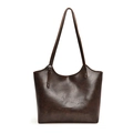Sac fourre-tout rétro en cuir marron foncé de grande capacité avec bretelles style 2024 - Café (Sans Pendentif)