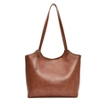 Grand sac cabas vintage en cuir PU marron foncé avec bandoulière pour le travail - Brun (Sans Pendentif)