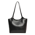 Grand sac cabas noir en similicuir brillant avec fines bandoulières et fini lisse - Noir (Sans Pendentif)