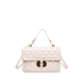 Borsa a tracolla bianco crema minimalista con motivo trapuntato e fibbia in metallo oro - Bianco