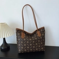 Vintage τσάντα tote με ρετρό στάμπα και μεγάλη χωρητικότητα για γυναίκες σε καφέ - Καφέ
