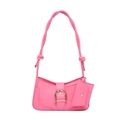 Pink crescent underarm bag with gold buckle, knotted strap and matching mini pouch - Pink