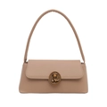 Minimalistische beige Baguette-Schultertasche aus Kunstleder mit Gold-Bär-Schnalle - Khaki