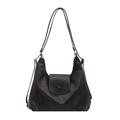 Anthrazitschwarze Retro-Hobo-Tasche in Mattoptik mit Doppelriemen und Reißverschlüssen - Ohne Anhänger / Schwarz