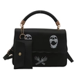 Borsa a tracolla punk nera con stampe di teschio e un piccolo portamonete - Nero