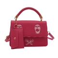Borsa a tracolla rosa rosa con stampa teschio e mini pochette coordinata inclusa - rosa acceso