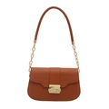 Sac sous le bras marron à motif crocodile avec fermoir doré et bandoulière chaîne - Marron