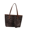 Set da due pezzi borsa tote leopardata con borsa a tracolla capiente e pochette - Curry (Leopardo Classico)
