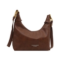 Sac hobo minimaliste en cuir marron avec bandoulière réglable et détails dorés - Sans pendentif / Marron