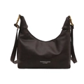 Sac hobo demi-lune marron foncé en similicuir avec bandoulière et boucles dorées - Sans pendentif / Marron