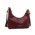 Sac bandoulière bordeaux vintage de grande capacité avec détails dorés et sangle en cuir - Sans pendentif / Rouge