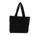 Bolso tote minimalista de felpa negra con asas gruesas sobre un fondo blanco limpio - Negro