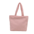 Bolso tote de felpa rosa con textura de piel sintética suave y correas dobles de invierno - Rosa