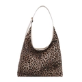 Sac hobo élégant à motif léopard avec grande capacité et bandoulière blanche réglable - Imprimé Léopard Classique (Marron)