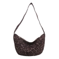 Große Hobo-Tasche mit Leopardenmuster, breitem Schultergurt und Reißverschluss - Braun